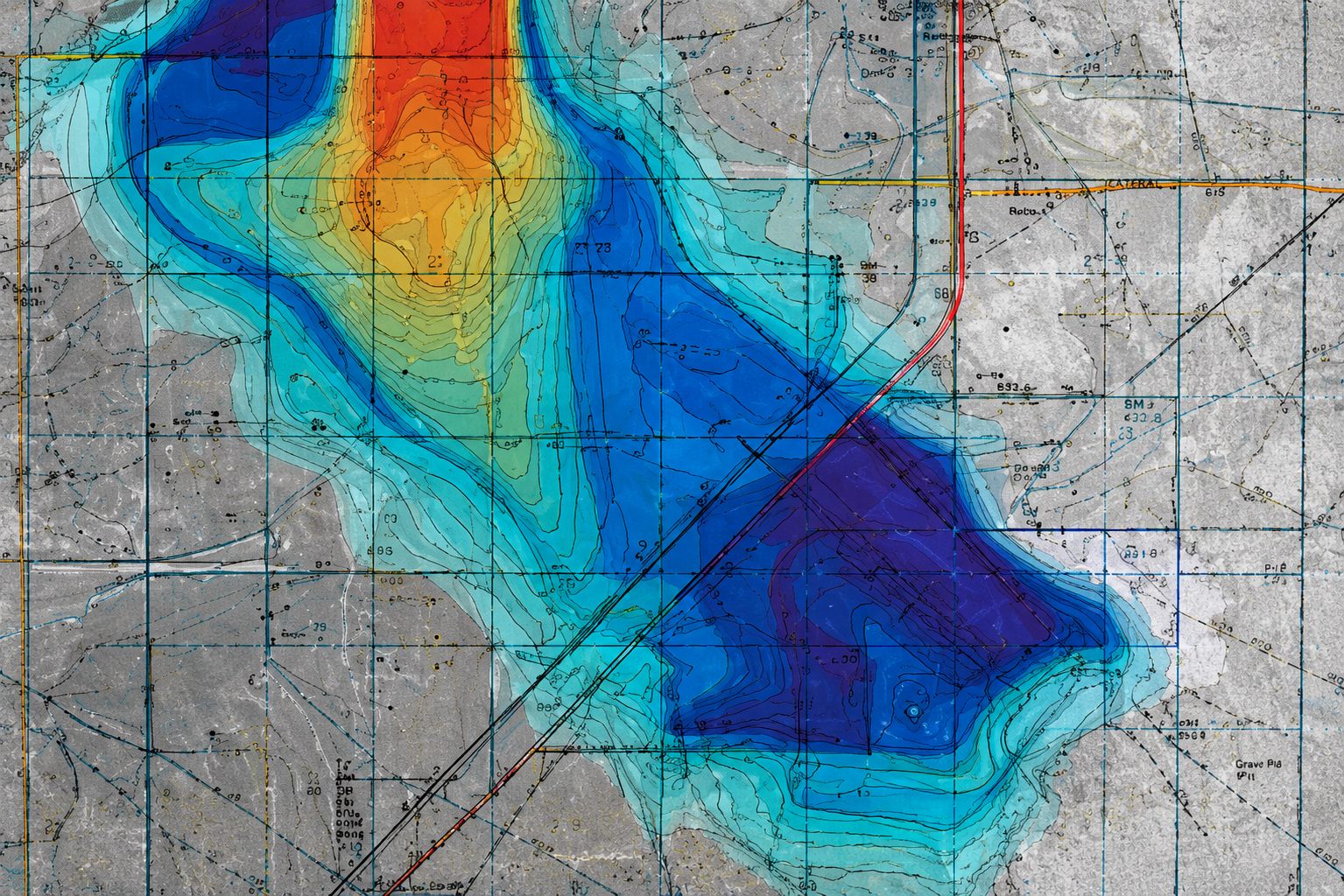 Hydraulic flood-depth map